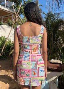 Vibrant Stamp Print Mini Dress