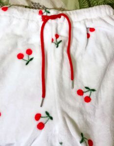 Cozy White Cherry Pajama Pants