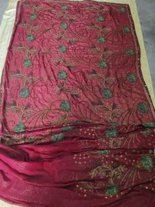 Embroidered georgette shiffon Saree n blouse 🇱🇻