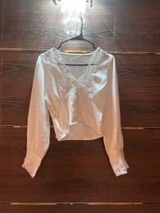 Elegant White Lace Trim Blouse