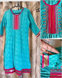 Beautiful soft silk printed kurti with Gota Work.