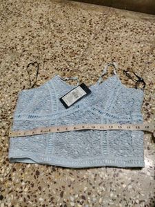 Zudio Cute Blue Cropped Top with Zipper