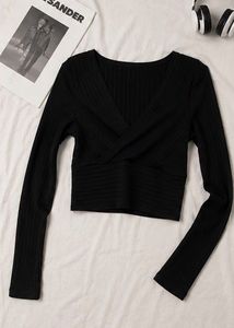 Black V-Neck Crop Top