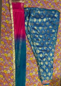 Blue Printed Ethnic Skirt with dupatta