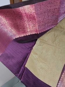 Elegant Purple Silk Saree with Pink Border