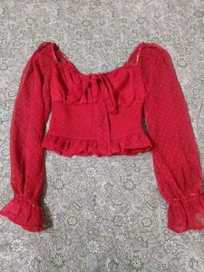 Chic Red puff Sleeve Top