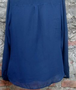 Chic Navy Blue Button-Up Shirt