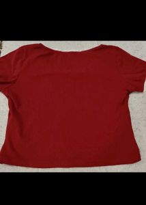 Red Lettuce Hem Crop Top