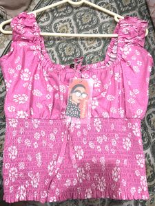 Pink Floral Crop Top
