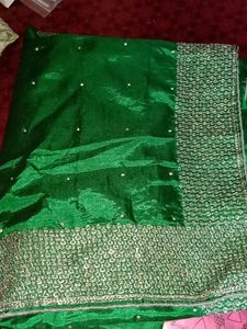 Beautiful Emerald Green Saree with blouse