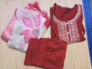 Maroon Kurta Set with Dupatta