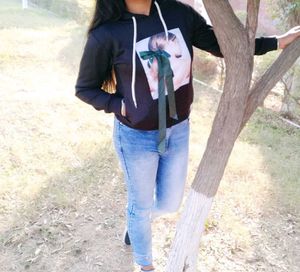 Graphic Print Black Hoodie