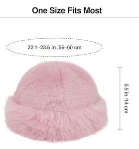 Pink Faux Fur Beanie Hat