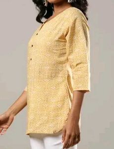 Yellow Printed short Kurti