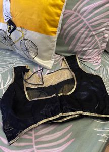 Embellished Black Velvet Blouse
