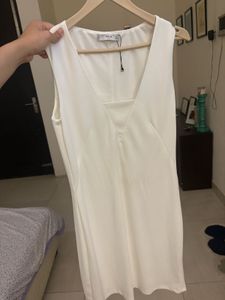 Mango Elegant White Sleeveless Midi Dress