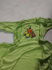 Floral Embroidered Green Anarkali