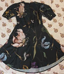 New Elegant Floral Print Midi Dress