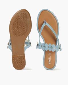Cute Blue Floral Flat Sandals