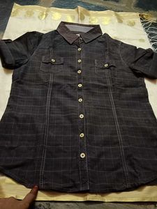 Checked dull black women Shirt