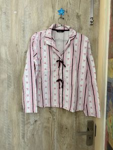 Cute Pink Striped Pajama Top