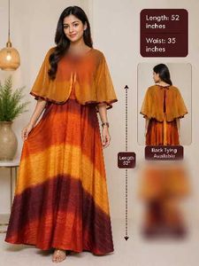 Elegant Ombre Ethnic Gown with Cape