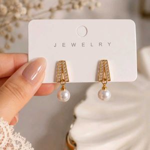 Elegant Pearl & Crystal Drop Earrings