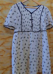 Korean white Print Midi Dress