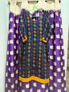 Yellow &amp; Navy Ethnic salwar Kurta with Dupatta