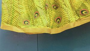 Yellow Peacock Print Skirt