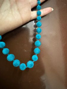 Turquoise Pom-Pom Necklace