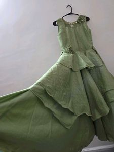 Elegant Sage Green Layered Gown