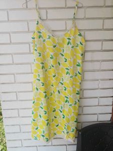 Cute Lemon Print Slip Dress
