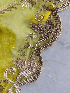 Organza Lemon Yellow  2.5 Miter Duptta