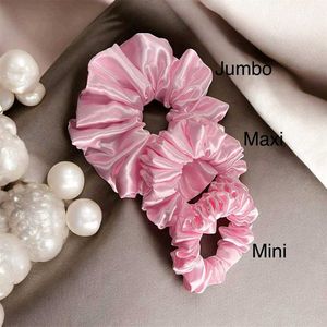 Set Of 3 L,M,S Pink Satin Scrunchies