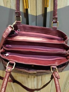 Chic Maroon Leather Handbag