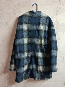 Cozy Plaid Open Front Zipper Wool Jacket