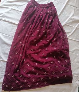 Burgundy Embroidered Ethnic Skirt