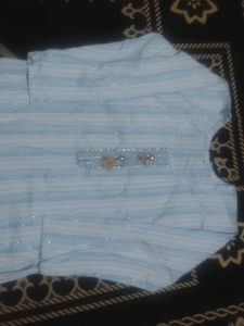 Light Blue Striped Kurta with Pants