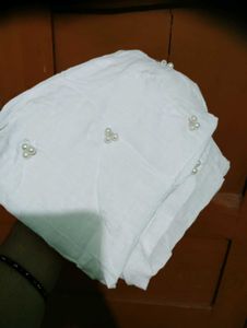 Embellished White Comfort Pants
