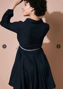 Chic Black Shirt Dress with Belt 🖤