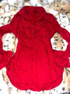 Red Long Sleeve Tunic Top