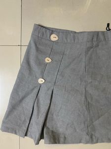 Pleated Grey A-line Skirt