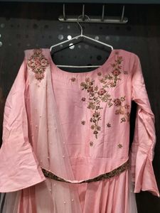 Elegant Pink Embroidered Gown