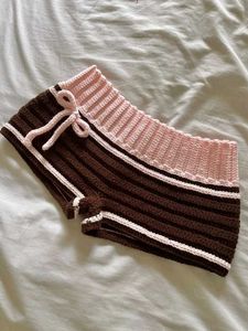 Crochet Shorts with Pink Trim