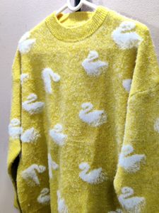 imported women's yellow crewneck sweater