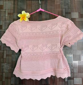Pink Knitted Cardigan Top
