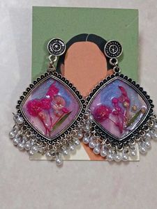 Boho Resin Floral Drop Earrings