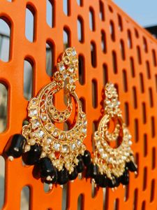 Gold Plated Black Long Earrings 💫