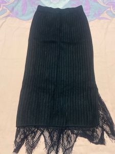 Y2k Elegant Black Lace Maxi Skirt